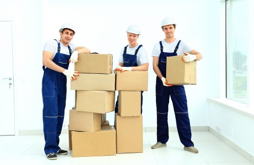 Office move logistics with labelled boxes and careful transport in Dartmouthpark
