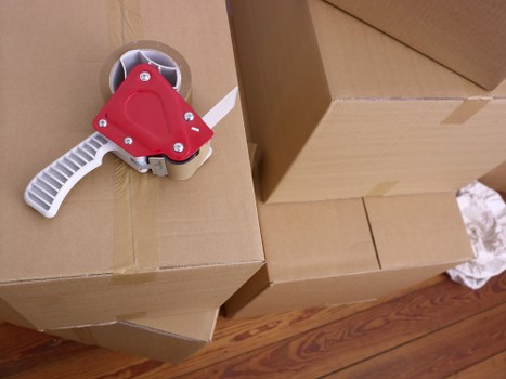 Packing materials and labeled boxes for a Dartmouthpark relocation
