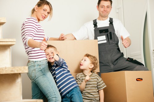 Packing boxes and furniture ready for a Dartmouth Park move